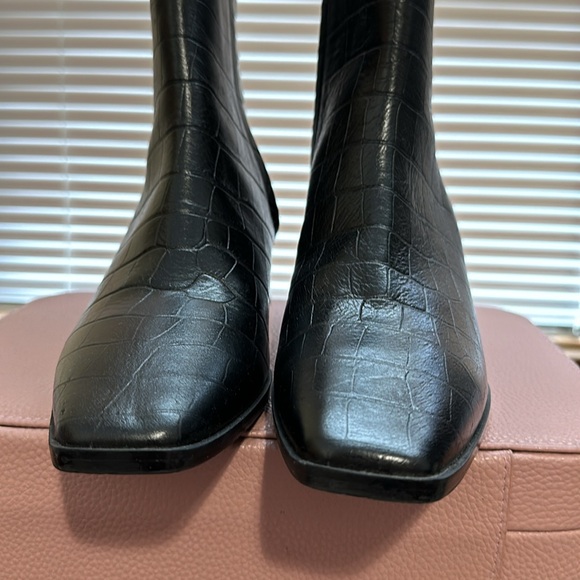 ALBERTO ZAGO BLACK CROC LEATHER ANKLE BOOT 37 1/2  FITS LIKE A 7 US ITALY - Picture 10 of 16